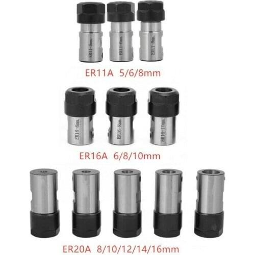 Motor Shaft Collet Chuck ER11 ER16 ER20A Extension Rod Spindle Collet Lathe Tools CNC Spindle Cutter Rod 5-16mm Holder Inner
