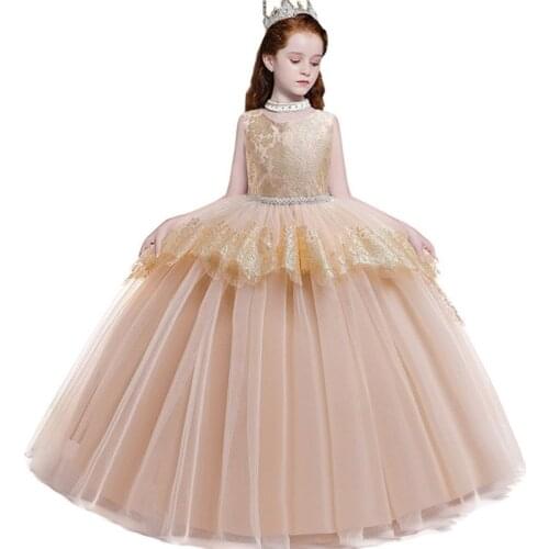2021 Summer Teenager Pageant Evening Party Dress For Kids Girl Children Clothing Princess Clothes Baby Dress 10 12 Years