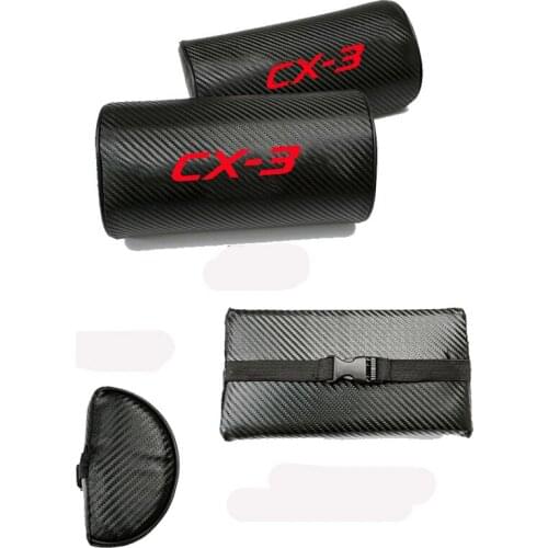 For Mazda Cx3 Carbon Fiber Texture PU Leather Car Seat Head Neck Rest Cushion Headrest Pillow Pad