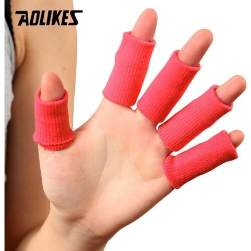 AOLIKES 10PCS/Lot Elastic Finger Sleeves Basketball Sports Safety Thumb Brace Protector For Volleyball Badminton Gym Health Care