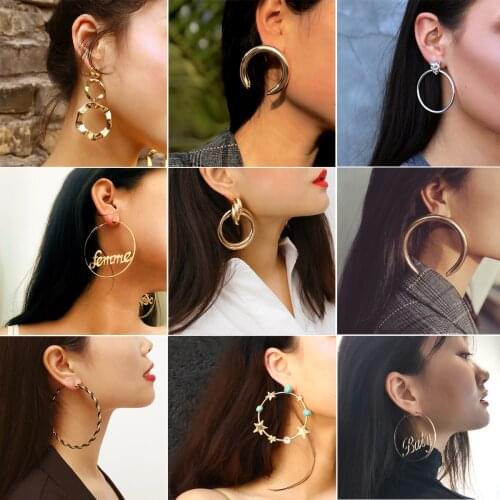 European and American fashion jewelry with creative exaggerated geometric round personality business earrings for women