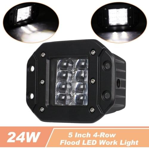 2 Pcs 5 Inch 48W Car LED Work Light Bar Flush Mount Flood Beam for 12V 24V Truck 4x4 SUV Trailer Lorry DRL Lights Work Lamp