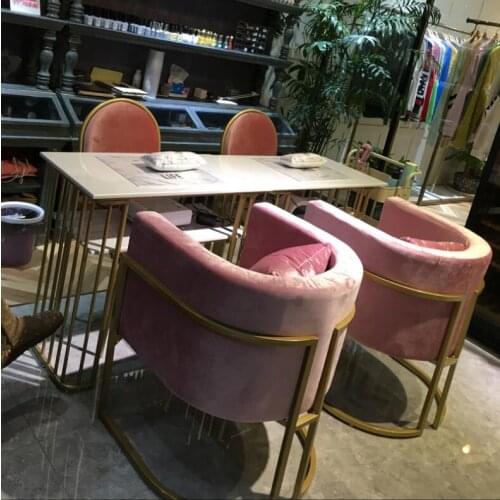 Ins nordic marble net red nail table wrought iron single double nail table nail shop table and chair set
