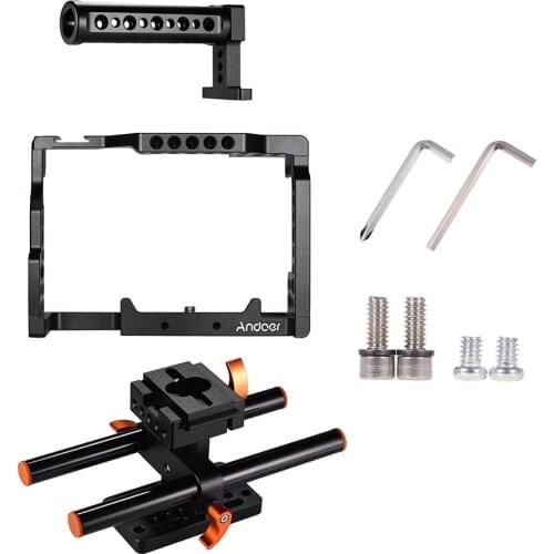 Andoer Camera Cage Video Photography Stabilizer Protecting Aluminum Alloy 1/4 Inch Screw with Cold Shoe Mount for Sony Camera
