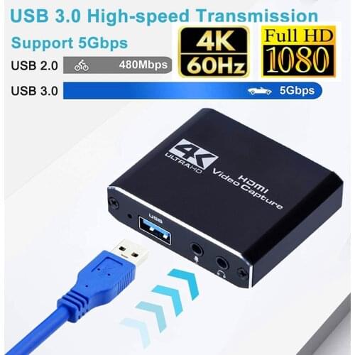 4K HDMI video capture card 1080p game capture card USB 3.0 recording box device for real-time streaming video recording