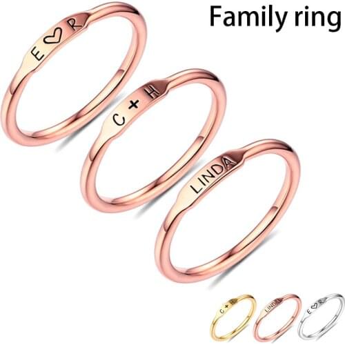 Personalized Family Engraving Ring Black Words Mother Mom Gift S925 Silver Custom Ring For Birthday Anniversary Women‘ Fashion