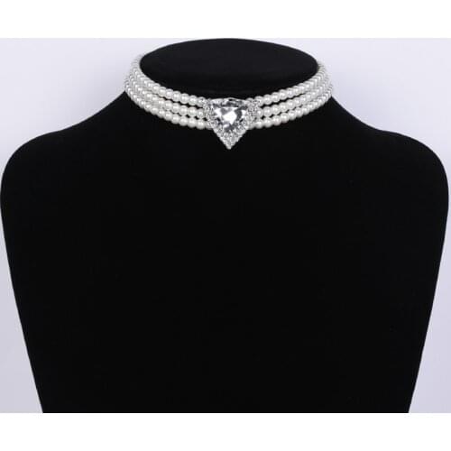 HOWAWAY Round Imitation Pearl Choker Necklace Multi Strands Choker 20s Flapper Necklace Accessories for Gatsby Themed Party