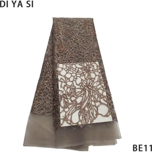 New arrivals 2018 embroidered net lace fabric for wedding dress hot sale african french guipure beaded lace fabric GY11