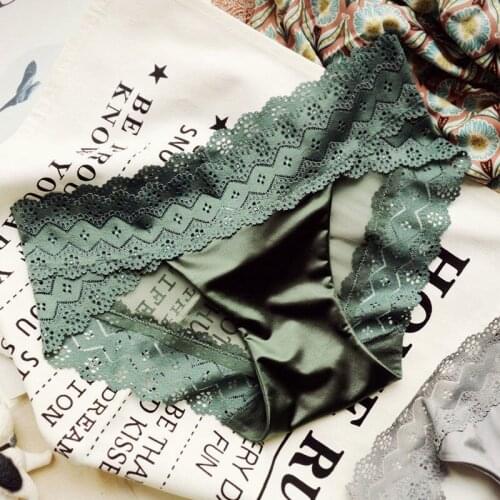 Tufaha Lace Underwear Female Retro Sexy Hot Satin Hollow Transparent Mesh Seamless Waist Pocket Hip Briefs Sexy Panties