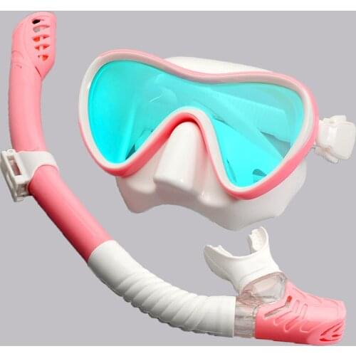 Coated Lenses Snorkeling Set Silicone Skirt Four-Lens Panoramic Scuba Diving Mask Dry Snorkel For Adults Men Women