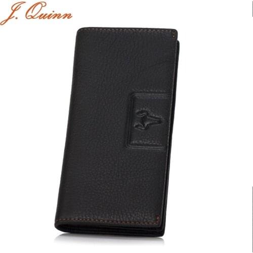 J.Quinn Cool Men Portfolios Business Wallet Long Billfolds 11 Card 4 Note Compartment Fashion Dress Mens Wallets Genuine Leather
