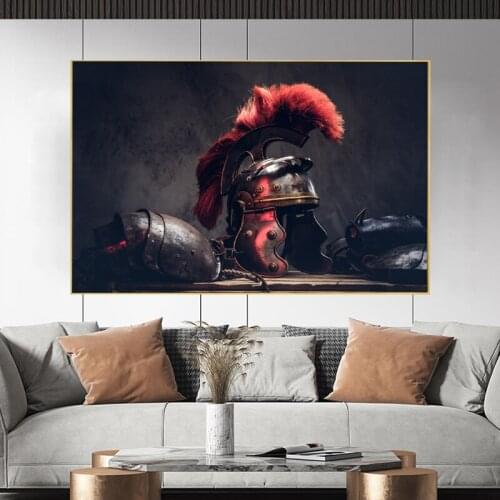 Spartan Warrior Helmet Canvas Print Painting Wall Art Nordic Poster and Prints Picture for Living Room Decoration Home Cuadros