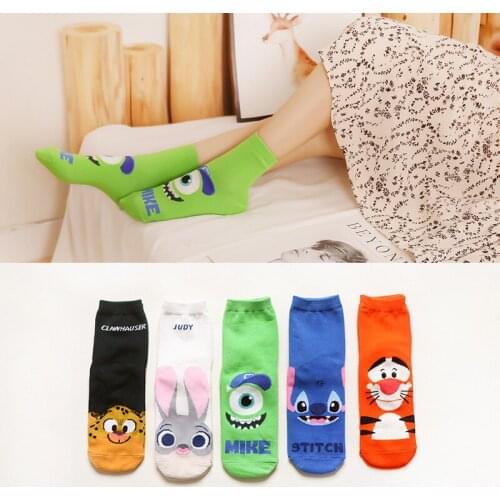 Ladies fashion cartoon socks dog cat rabbit animal invisible boat socks cotton slippers summer short fins kawaii cute socks