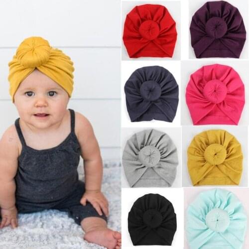 Fashion 2021 New Boy And Girl Baby Hats 0-3 Month Boyand Girl Kids Hats Baby BoyAnd Girl Cute Solid Color 100% Cotton KnotteCap