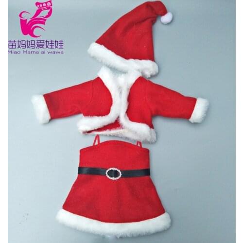 Doll Clothes for 43cm Baby Red Santa Claus Dress Hat for 18 Inch Girl Doll Coat Winter Dolls Clothes Dropshipping