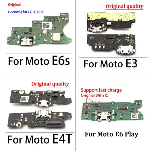 Original Power Charge Charging Port Connector Board With Microphone Mic For Moto One Fusion 6S E4 E5 Play E6 Play Plus E4T E3