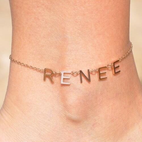 Personalized multi-letter stainless steel pendant anklet, custom letter anklet for women, jewelry gifts for girlfriend