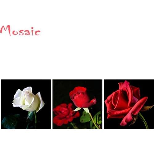 Full Square/Round Drill 5D DIY Diamond Painting flowers red rose Triptych paintings Diamond Embroidery Cross Stitch Decor Gift