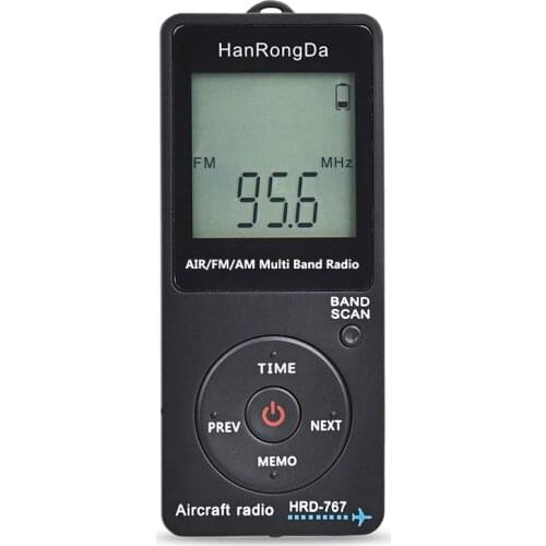 Portable Aircraft Radio Band Receiver with LCD Display Lock Button FM, AM, AIR Radio with Earphone