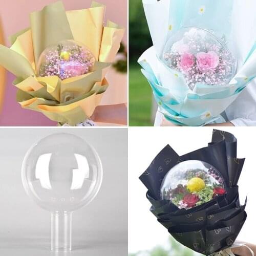 DIY Transparent Balls Rose Flower Holder Birthday Decoration Valentines Day Balloon Rose Bouquet