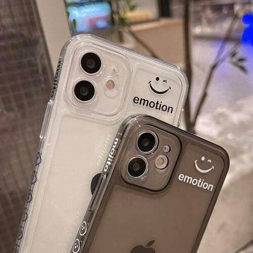 Ins Clear Cute Cartoon Smiley Korean Phone Case For iPhone 12 11 Pro Max X Xs Max Xr 7 8 Puls SE 2020 Cases Soft Silicone Cover