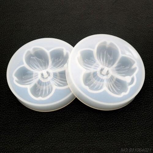DIY Crystal Epoxy Cherry Blossoms Mold Handmade Mirror Pendant with Hole Silicone Mould F4 21 Dropshipping