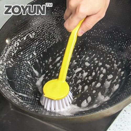 Pot Dish Bowl Brush Cooking Washing Cleaning Brush With Plastics Long Handle Cleaning Tool Kitchen Pot Hanging Brush cleaner