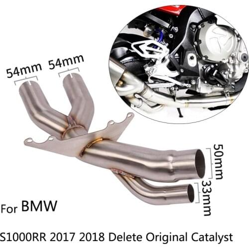 Delete Catalyst for BMW S1000RR 2017 2018 Motorcycle Exhaust Pipe Stainless Steel Mid Connetting Pipe Slip On Original Muffler