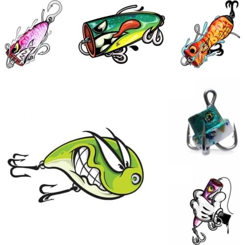 JuYouHui Exterior Accessories Decal Creativity Fishing Lure Car Stickers Vinyl Waterproof Laptop Trunk Car Warp Window Decals