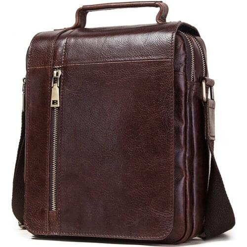 High Quality Leather Mens Bag Retro Crazy Horse Shoulder Bag European and American Unique Real Cowhide Messenger Bag