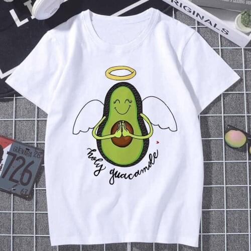Womens t-shirts Fun Cartoon Avocado Short Sleeve O-neck T Shirt Summer Harajuku 90s Korean Style Tshirt Fashion Tops Tee Female