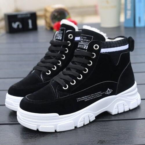 2021 Women Winter Snow Boots Warm Flat Plus Size Platform Lace Up Ladies Womens Shoes New Flock Fur Suede Ankle Boots Female