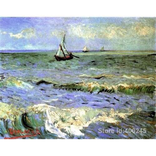 Famous Oil painting Seascape at Saintes Maries Vincent Van Gogh reproductions Canvas Art High quality Hand painted