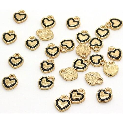 10pcs Lovely Enamel Small Heart Love Earring Charms Alloy Pendants For Necklace Bracelet Handmade Jewelry Accessory