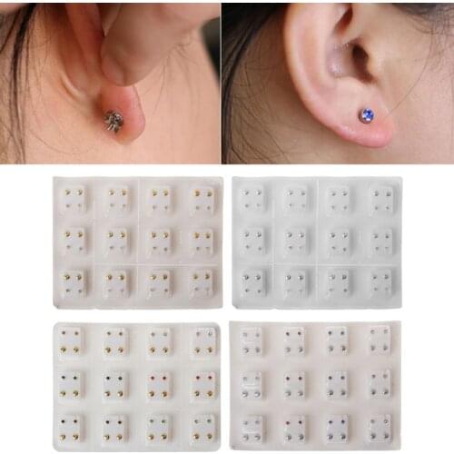 12 Pairs Mini CZ Crystals Ear Studs Piercing Earrings Set Hypoallergenic Jewelry Ear Decoration Accessories Gift