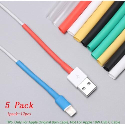 12PCS/set for iphone Cable protector usb cable wire organizer winder Heat Shrink Tube Sleeve for iPad iPhone X XR XS Cable