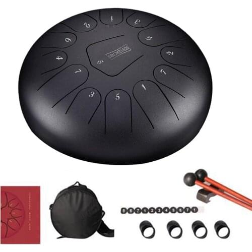 13 Note 12 Inch Steel Tongue Drum With 1 Pair Of Mallets For Music Education Mind Healing Yoga Meditation Percussion Instruments