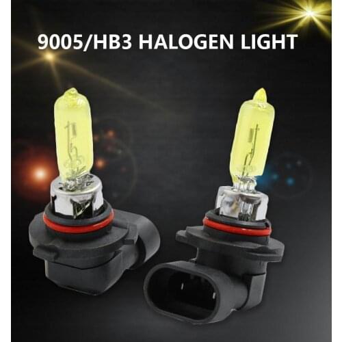 2PCS HB3 9005 Yellow 12V 60W Super Bright Halogen Lamps Source Bright Auto Bulbs Super Car Light Glass Automobiles Headligh I5R0