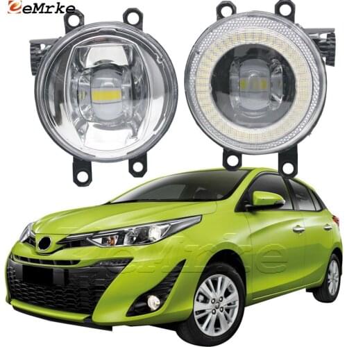 EEMRKE for Toyota Yaris Ativ/Yaris 5D /Yaris Cross 2017 2018 LED Angel Eye Daytime Running Lights DRL + Cut-Line Lens Fog Lights