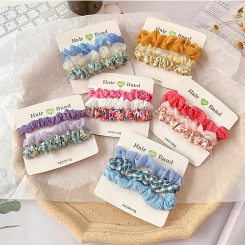 3PC/Set Women Fashion Candy Color Scrunchies Hair Ring Hair Accessories Hair Ties Rope Ponytail Girls Elegant Elastic Hairbands