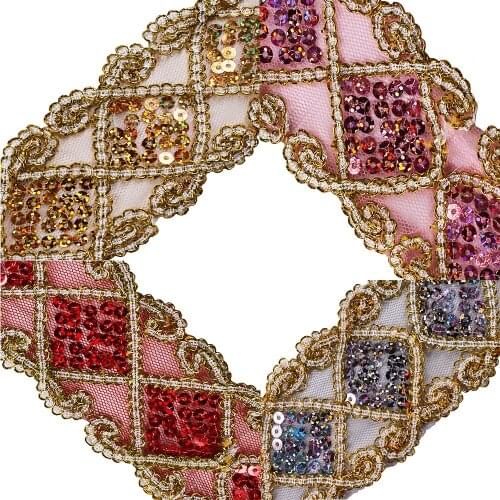 5yards Sequin Lace Ribbon Trim Band Repair Fabric Trimming for Bridal Wedding Clothes Decorated DIY Sewing Accessories T2615