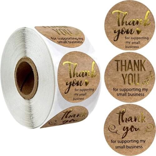 500PCS 1.5inch Vintage Round Wave Kraft paper handmade for you Stickers Handmade With Love Thank You For The Stickers