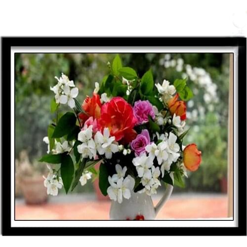 Flower arrangement 5D DIY diamond Painting flowers Cross Stitch diamond embroidery mosaic diamonds wall stickers home decor