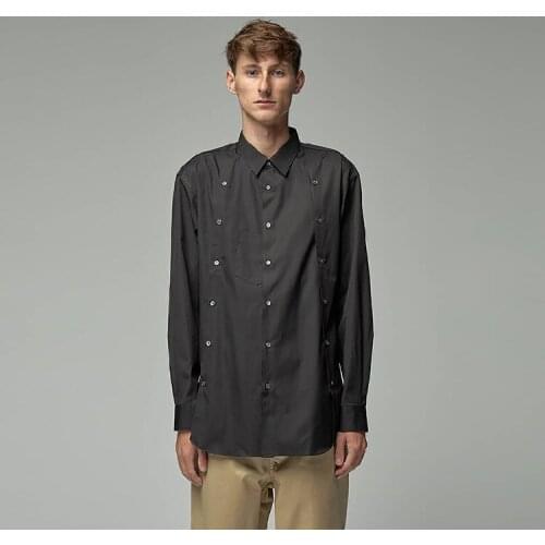 S-6XL!!Mens shirt casual style button stitching black