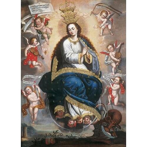 Free shipping classical religious figures angels Virgin Mary canvas prints oil painting on canvas wall art decoration picture