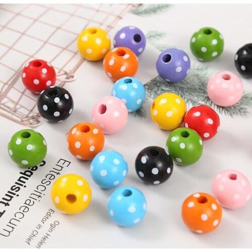 20 Pieces/Pack Of Polka Dot Wooden Round Beads DIY Custom Decoration Fashion Crafts Children’s Toys Jewelry Bracelet Accessories