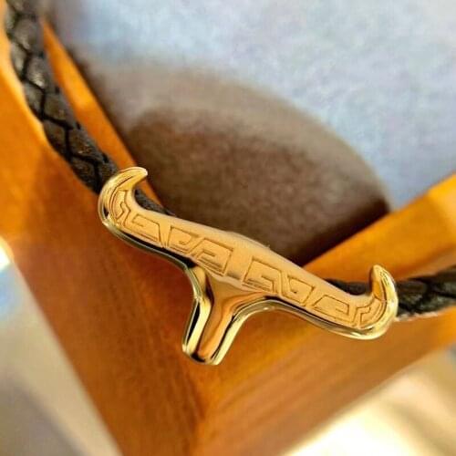 Pure 18K Yellow Gold Bracelet Mens AU750 Gold OX Bracelet Fashion Bracelet