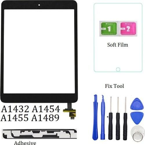 1Pcs For iPad Mini 1 Mini 2 A1432 A1454 A1455 A1489 A1490 A1491 Touch Screen Digitizer Sensor+IC Chip Connector Flex+Key Button