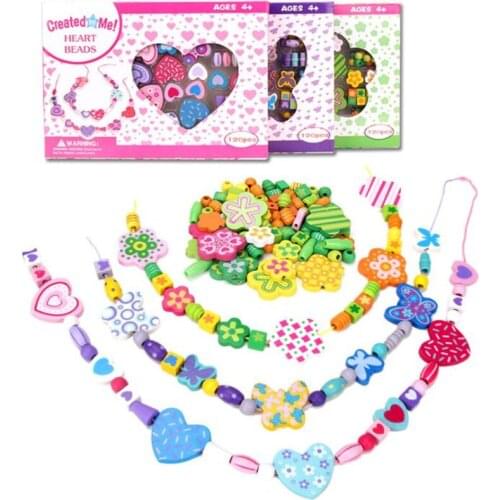 Wood Blocks DIY butterfly Block Toys Stringing Threading Beads Game Educational Toy for Kids