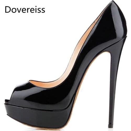 Dovereiss Fashion Womens Shoes summer new Elegant rose red Slip on Peep toe Pumps Waterproof sexy Office lady Party shoes 33-43
